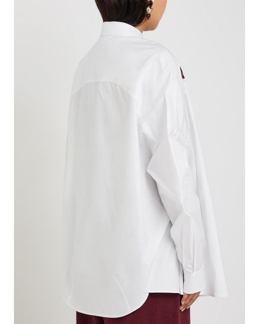 Dries Van Noten White Casia Embellished Cotton-Poplin Shirt