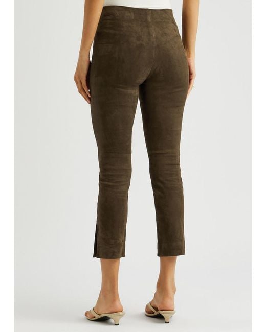 Vince Brown Split-Cuff Suede Trousers