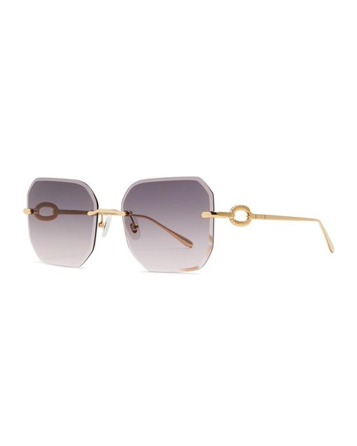 For Art's Sake Pink Aria Rimless Square-frame Sunglasses