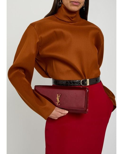 Saint Laurent Red Kate Logo Patent Leather Clutch