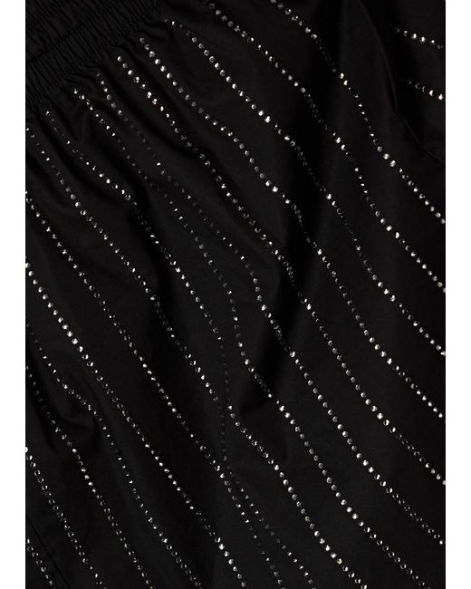 GIUSEPPE DI MORABITO Black Striped Crystal-embellished Stretch-cotton Shorts