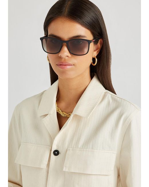 Prada Linea Rossa Brown Matte Square-frame Sunglasses