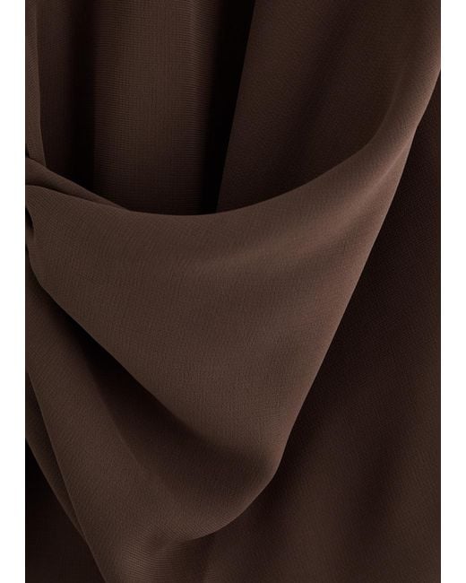 Paris Georgia Brown Simone Draped Midi Shirt Dress