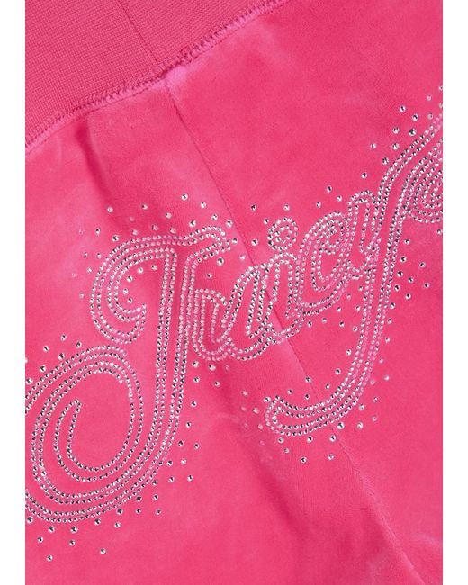 Juicy Couture Pink Scatter Logo-embellished Velour Sweatpants