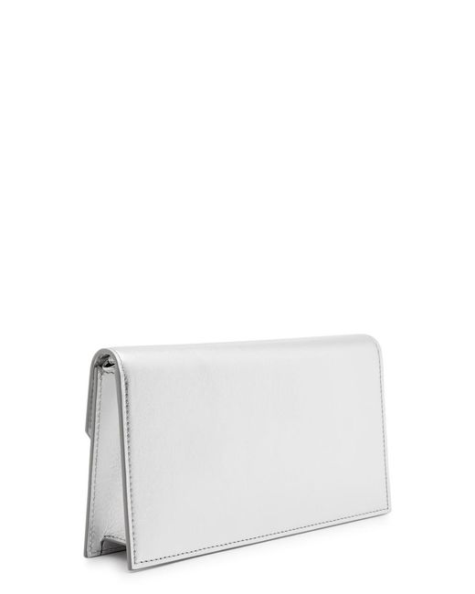 Christian Louboutin White Loubi54 Metallic Leather Wallet-on-chain