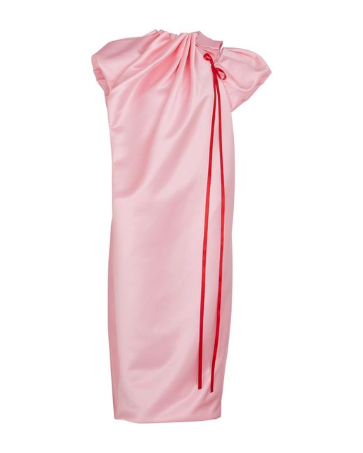 Simone Rocha Pink Bow-embellished Satin Midi Dress