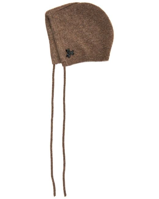 Simone Rocha Black Floral Crystal-Embellished Cashmere Bonnet