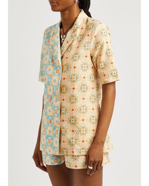 Never Fully Dressed White Margo Printed Cotton-blend Shirt