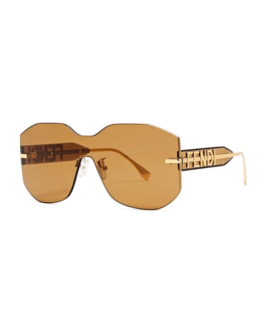Fendi Brown Graphy Rimless Sunglasses