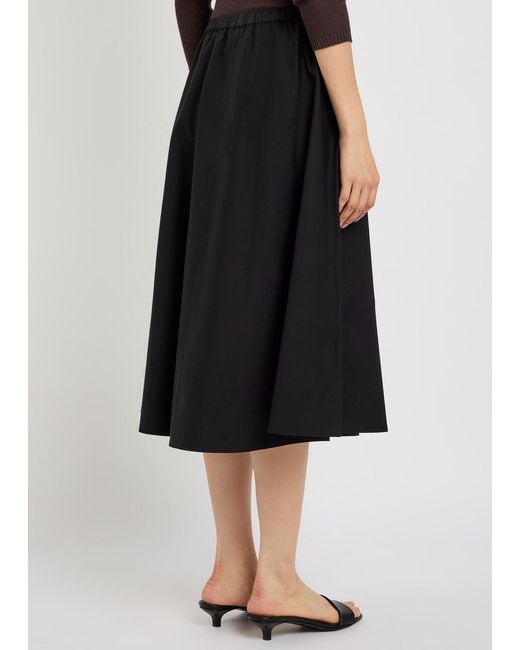 Vince Black Cotton-Poplin Midi Skirt