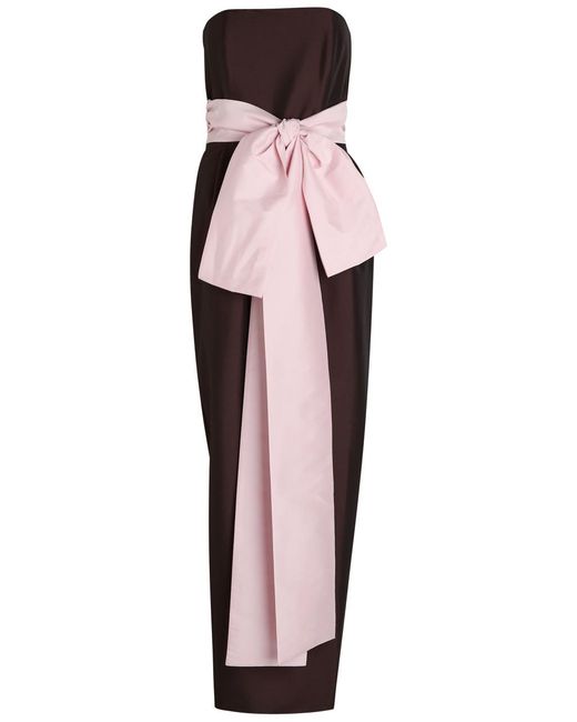 BERNADETTE Black Lina Bow-Embellished Taffeta Maxi Dress