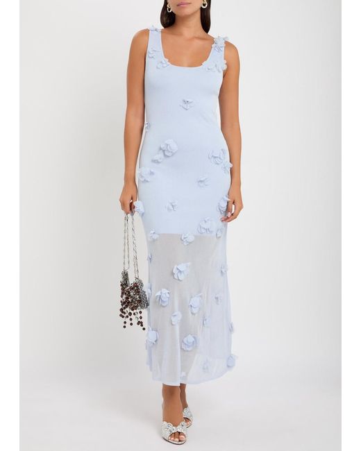 Jonathan Simkhai White Ivi Floral-Appliquéd Fine-Knit Midi Dress