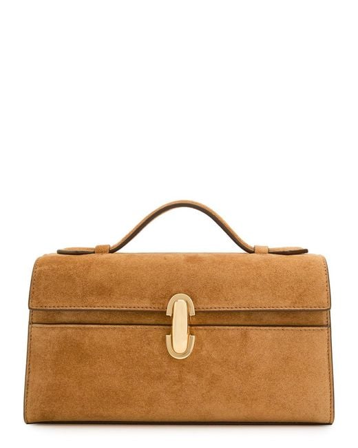 SAVETTE Brown Symmetry Suede Pochette