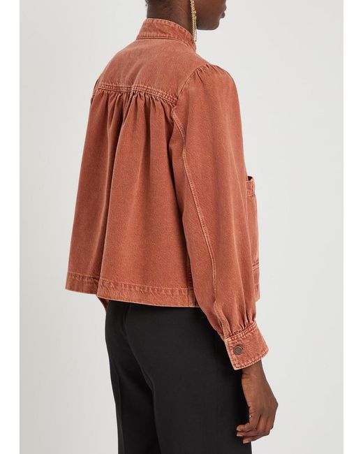 Chloé Orange Gathered Denim Jacket