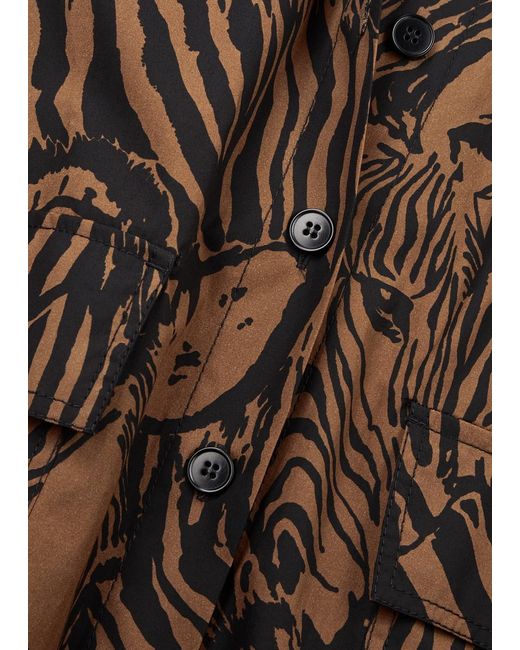 Weekend by Maxmara Brown Unione Zebra-Print Cotton-Poplin Midi Dress