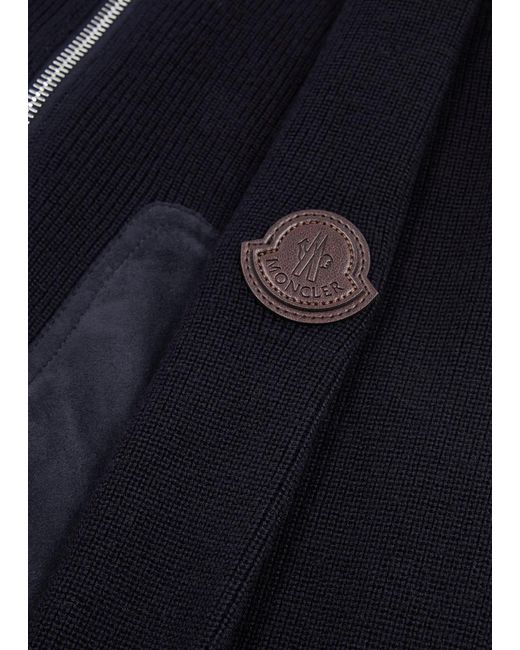 Moncler Blue Panelled Ribbed Cotton-Blend Cardigan for men