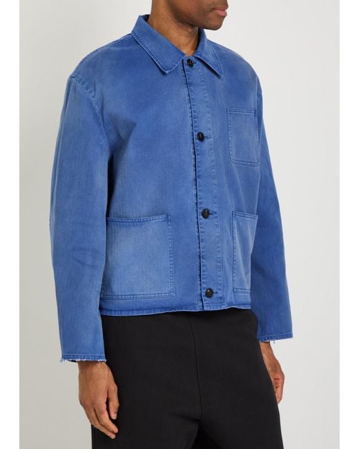 Cole Buxton Blue Patch Pocket Cotton And Wool-Blend Overshirt for men