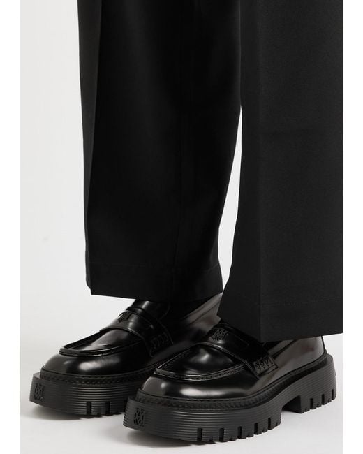 Amiri Black Glossed Leather Loafers for men