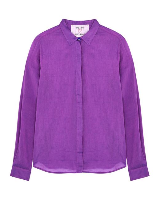 Forte Forte Purple Forte_forte Semi-sheer Cotton-blend Shirt
