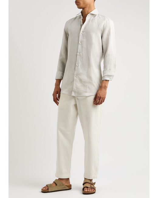 Boss White Hank Linen Shirt for men