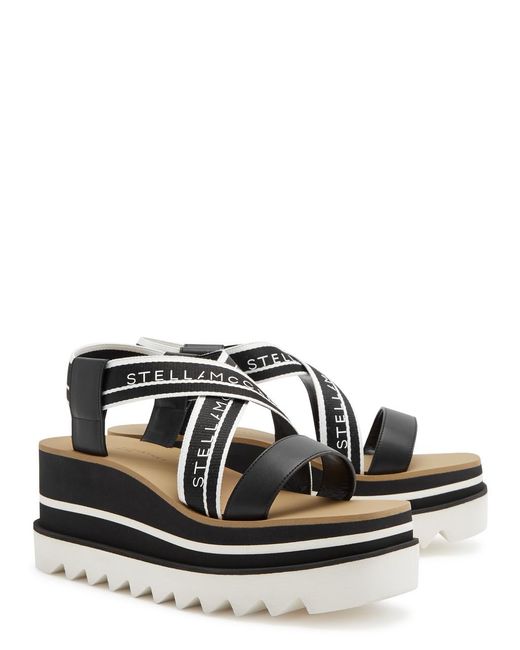 Stella McCartney Black Sneak-elyse Faux Leather Platform Sandals
