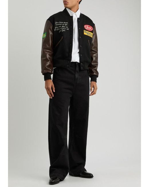 CHERRY LA Black Western Champion Wool-Blend Varsity Jacket for men