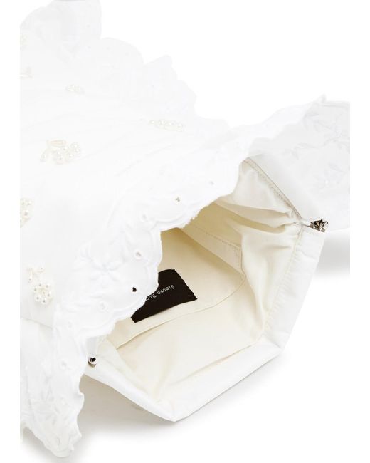 Simone Rocha White Pillowcase Embroidered Padded Clutch