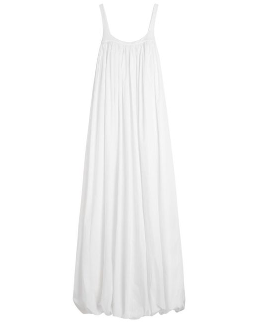 ARMARIUM White Nora Pleated Cotton-Poplin Maxi Dress