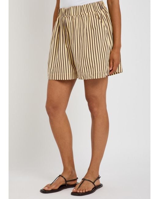 Faithfull The Brand Natural Clemente Striped Cotton-Poplin Shorts