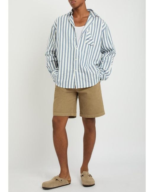 A.P.C. Natural Logo-Embroidered Cotton-Twill Shorts for men