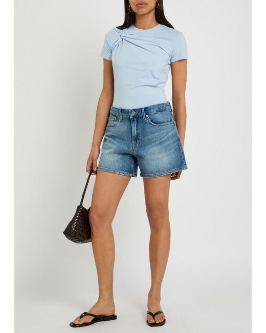 GOOD AMERICAN Blue Good Everyday Stretch-Denim Shorts