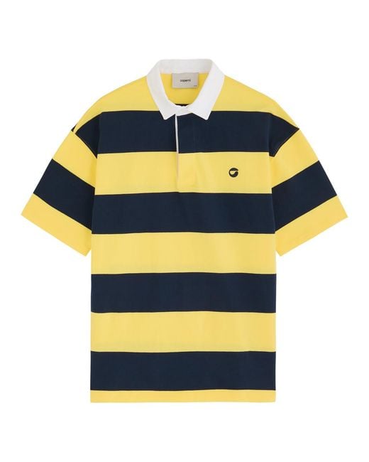 Coperni Yellow Striped Cotton Polo Shirt