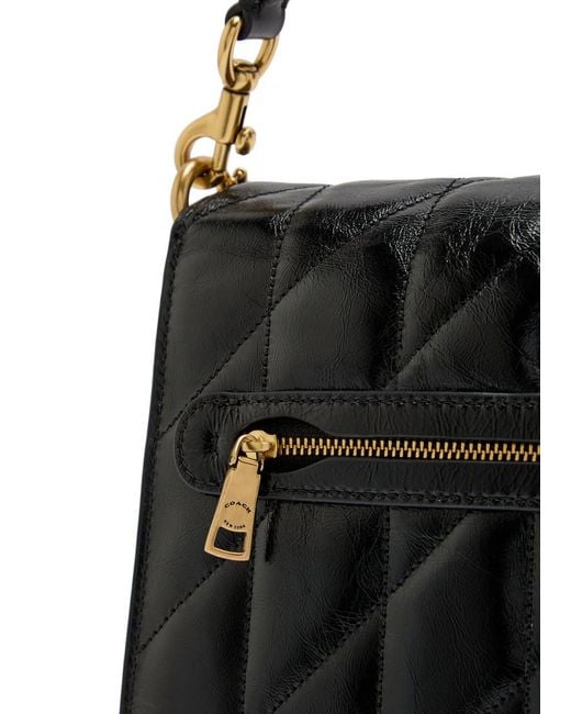 COACH Black Tabby Quilted Glazed Leather Shoulder Bag