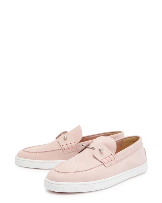 Christian Louboutin Pink Chambeliboat Nubuck Boat Shoes