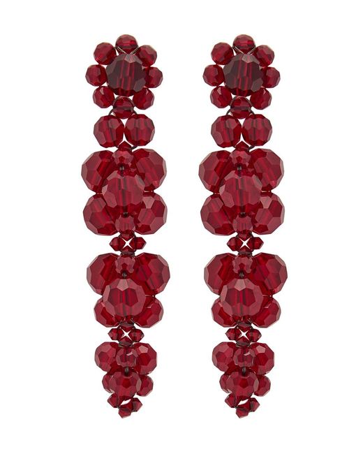 Simone Rocha Red Cluster Crystal-Embellished Drop Earrings
