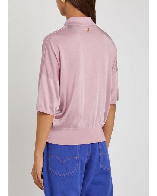 Versace Pink Textured Fine-Knit Top