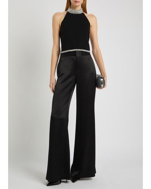 Alice + Olivia Black Gatz Embellished Top