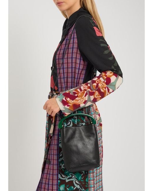 Dries Van Noten Black Crisp Leather Top Handle Bag