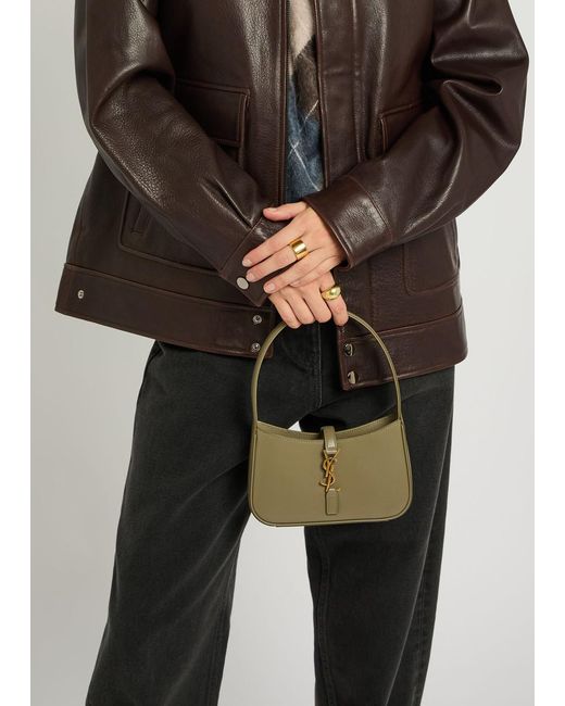 Saint Laurent Green Le 5 À 7 Mini Leather Top Handle Bag