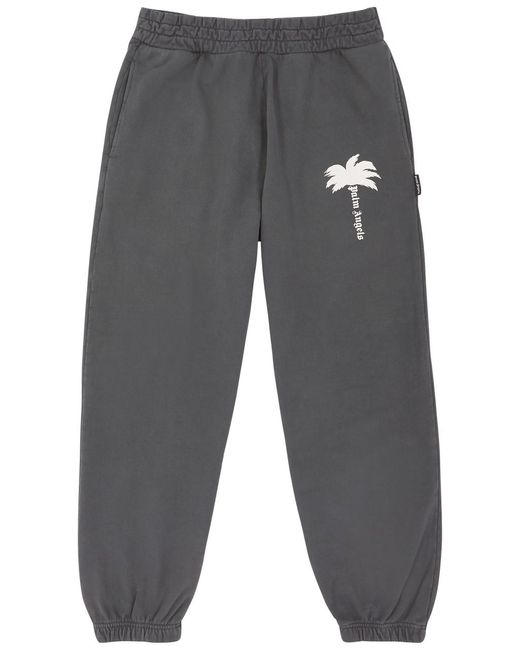Palm Angels Gray The Palm Logo Cotton Sweatpants for men