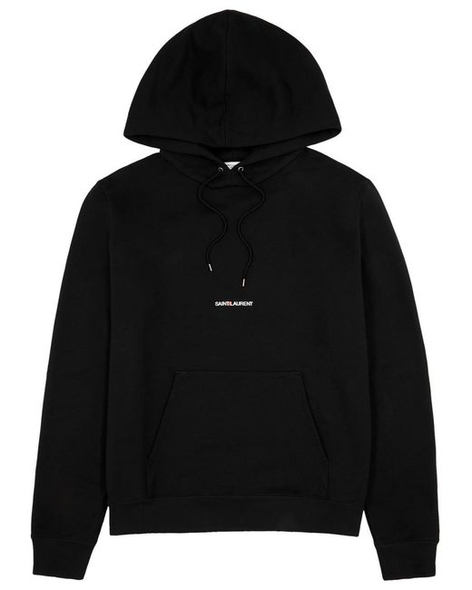 Saint Laurent Black Logo Hooded Cotton Sweatshirt for men