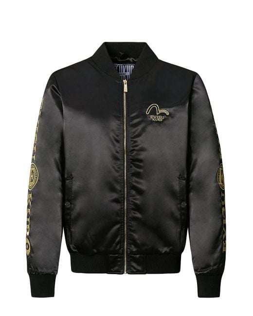EVISU MA-1 ジャケット Evisu Ma-1 Bomber Jacket With Hannya Heraldry Embroidery in Black