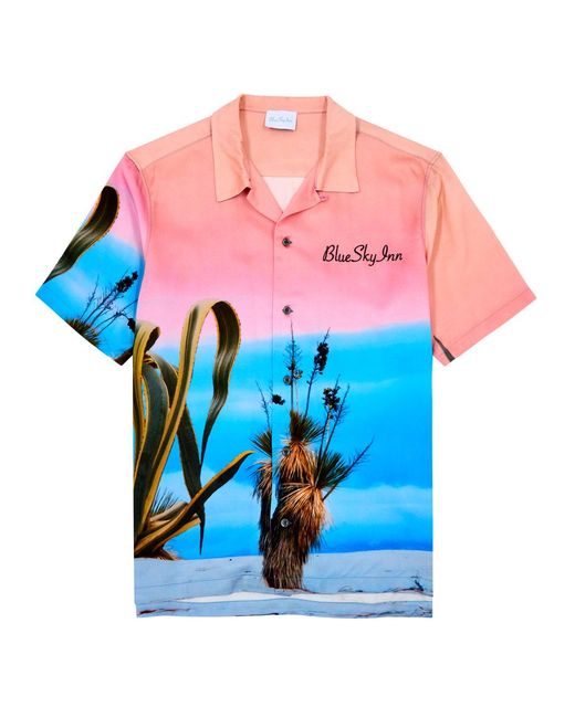 BLUE SKY INN Blue Sky Inn Desert Sunrise Printed Satin Shirt for men