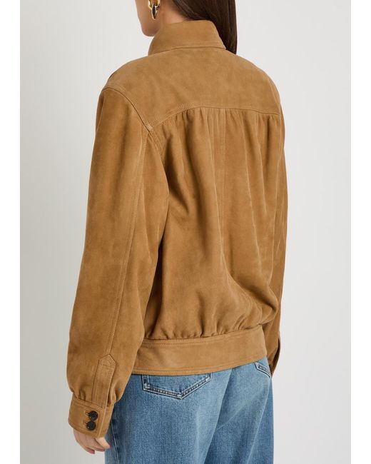 Saint Laurent Brown Gathered Suede Jacket