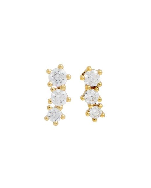 Astrid & Miyu White Glimmer Crystal Climber 18Kt-Plated Stud Earrings