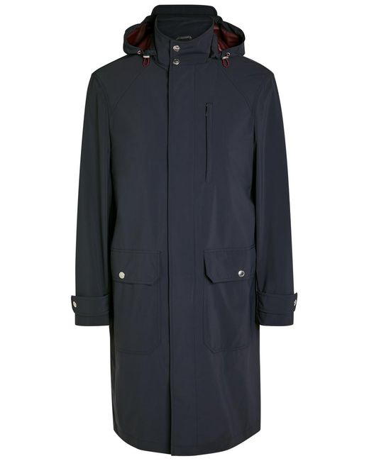 Brunello Cucinelli Blue Hooded Stretch-Nylon Jacket for men
