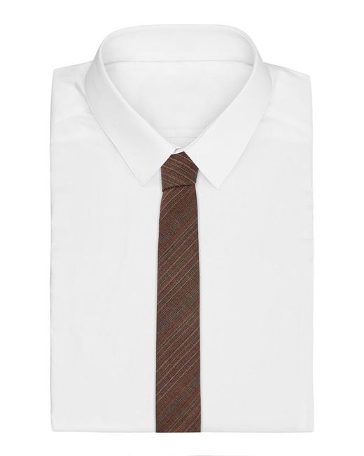 Dries Van Noten Brown Striped Wool Tie
