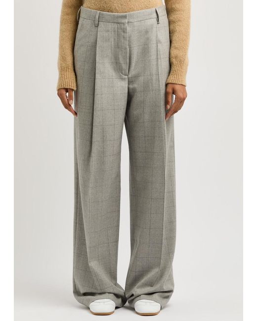 Dries Van Noten Gray Porter Checked Wool Trousers