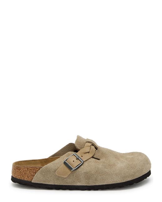 Birkenstock Brown Boston Braided Brushed Suede Clogs