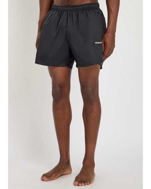 MKI Miyuki-Zoku Black Logo-Embroidered Swim Shorts for men
